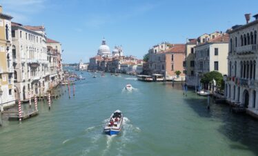 The view of the grand canal from Ponte Accademia.