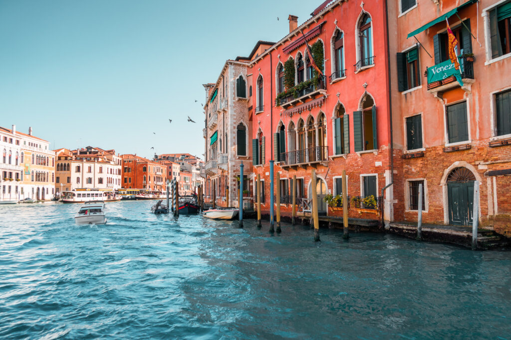 Colorful houses on the grand canal.