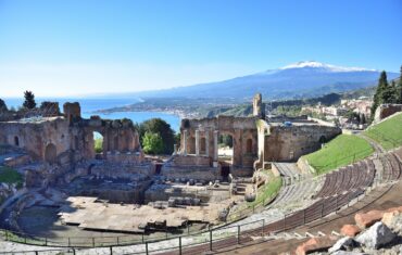 amphitheater in Taormina, Sicily, Italy