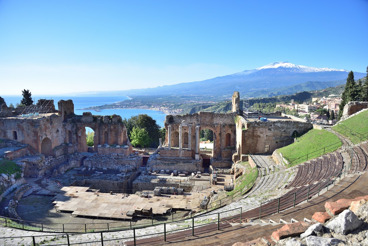 amphitheater in Taormina, Sicily, Italy